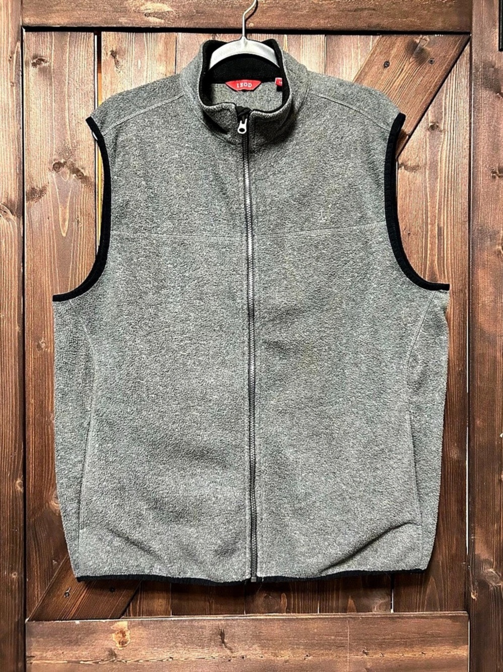 IZOD Men's Full-Zip Fleece Vest Gray Size Large